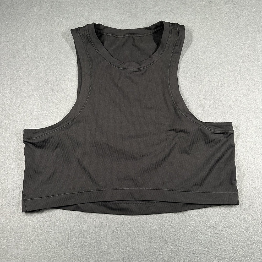 Lululemon Cropped Tank Top Womens Medium Black High Neck Mesh Running Workout